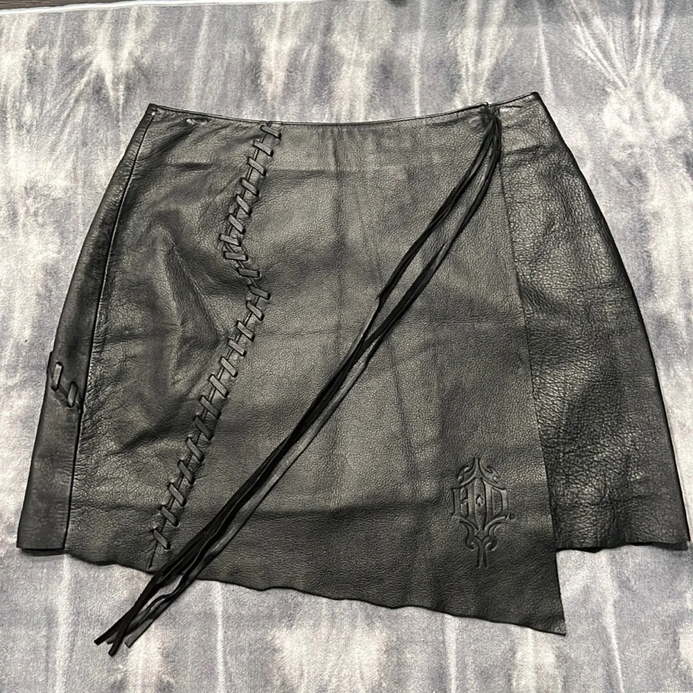 Harley Davidson Leather Skirt - Picture 1 of 9